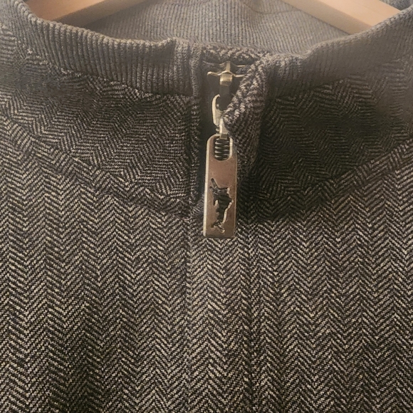 Tommy Bahama Quarter Zip Longsleeve Charcoal Gray Chevron Pullover Mens XXL - Picture 2 of 9